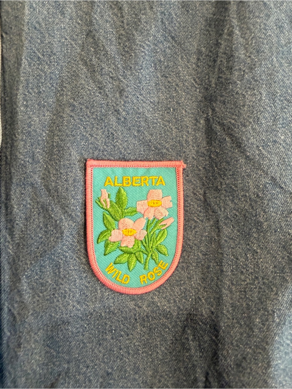 Vintage Denim Button Down with U of C and Alberta Patches Womens L - Picture 8 of 14